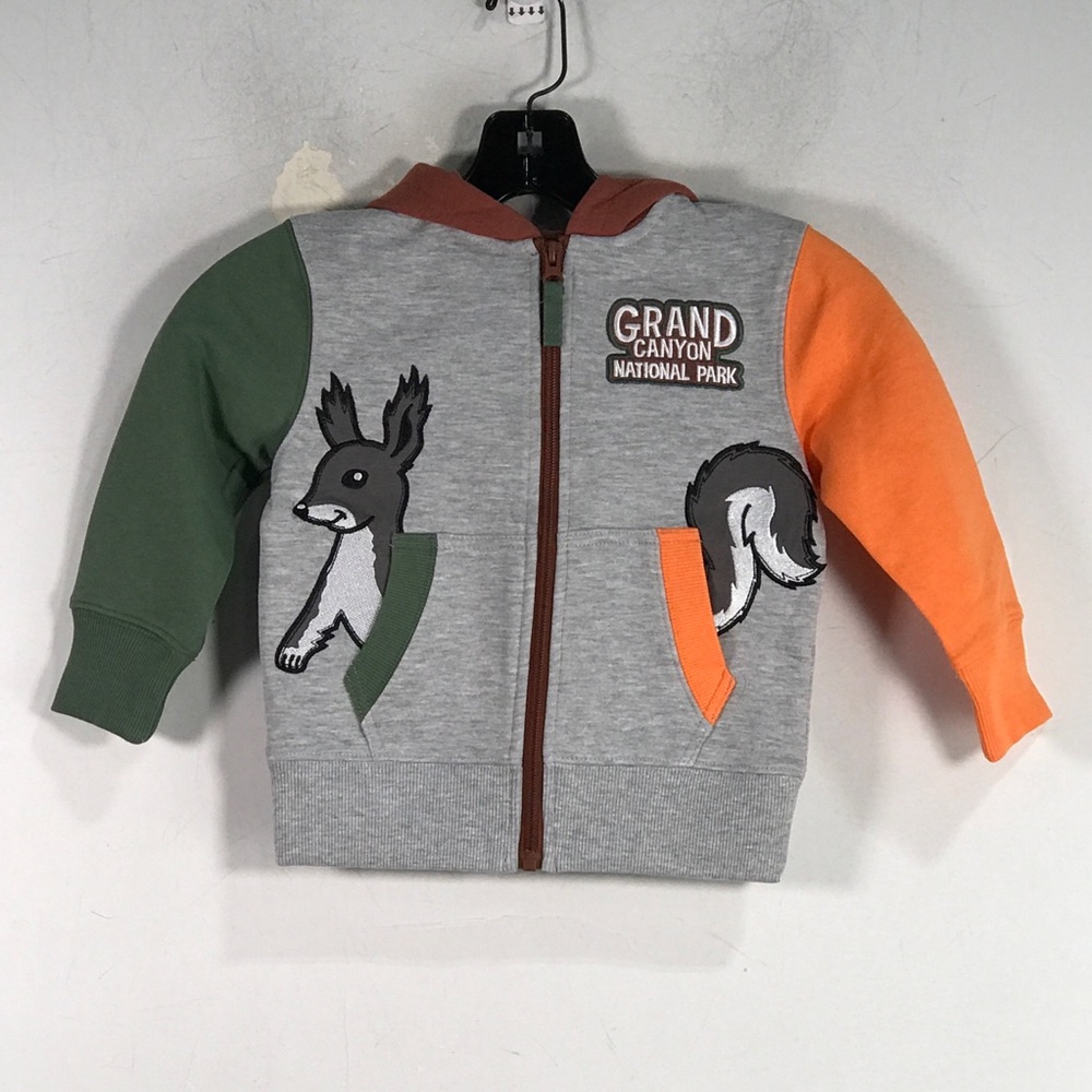 Grand Canyon Abert's Squirrel Zip Hoodie, Toddler's Size 2 - Grey/Multicolor